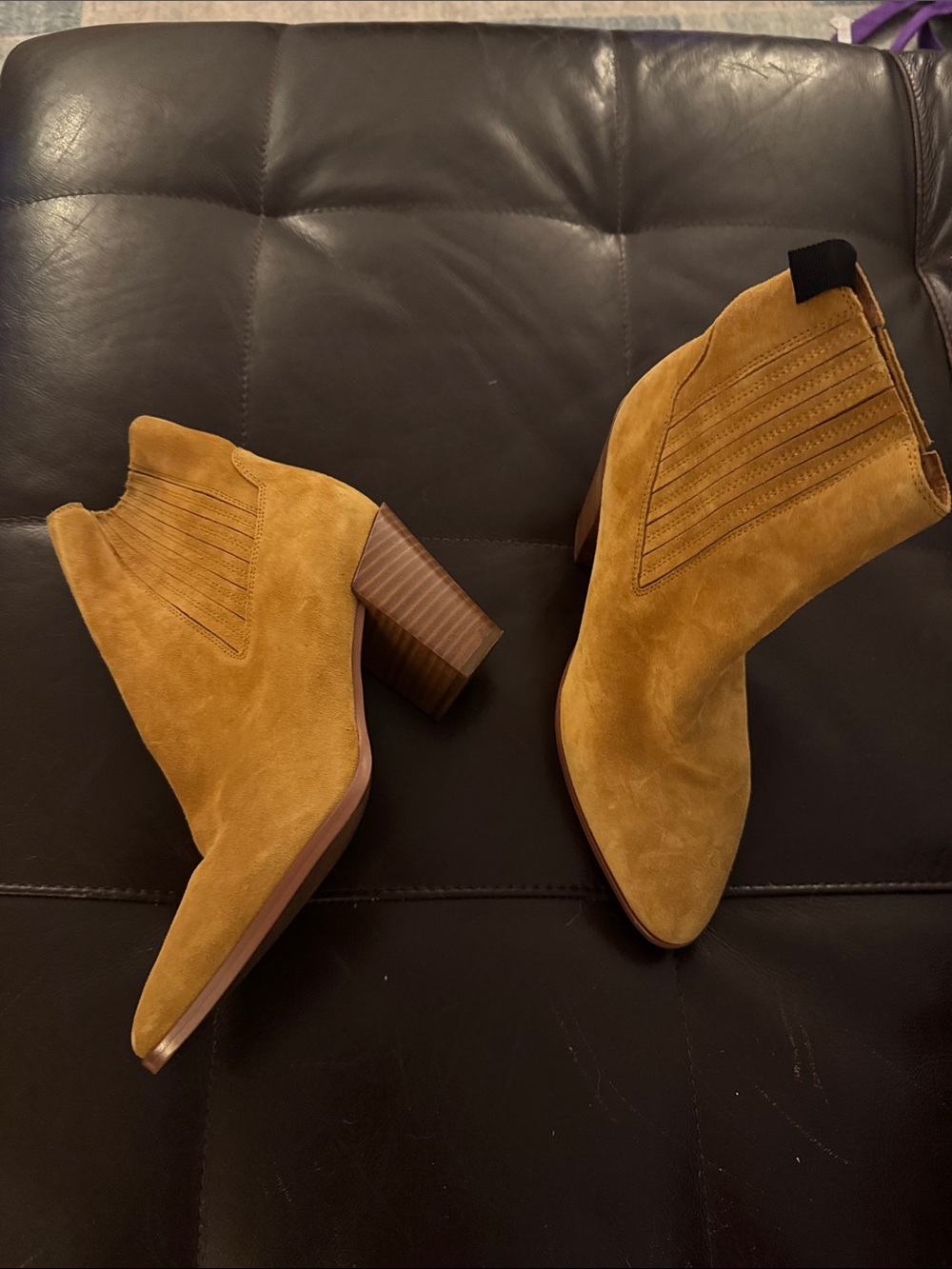 rag & bone Suede Ankle Booties in Mustard Yellow